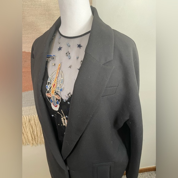 H&M Black Oversized Textured Blazer 8 - Picture 2 of 10